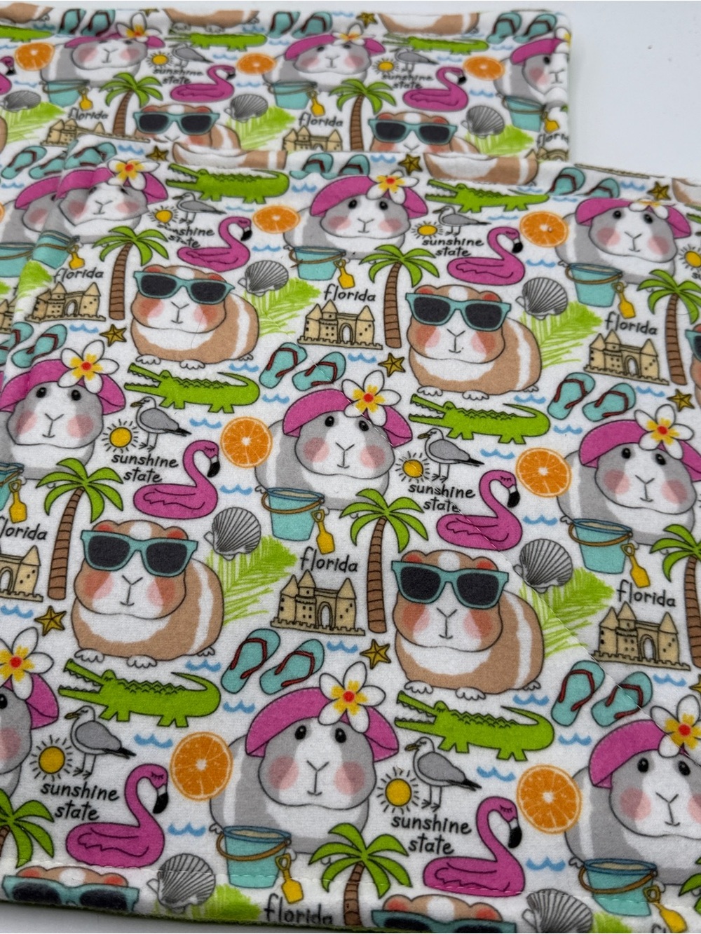 Guinea Pig P Piddle Pads  Reversible Fleece 12” Pair Lot 2 Flamingos Florida
